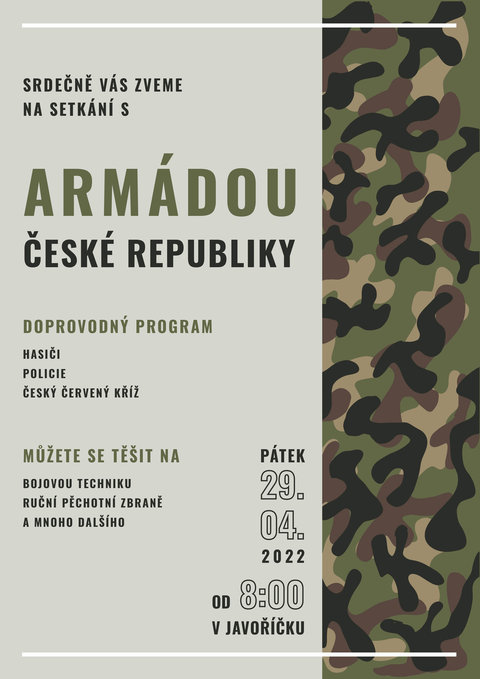 Pozvánka na setkání s armádou ČR